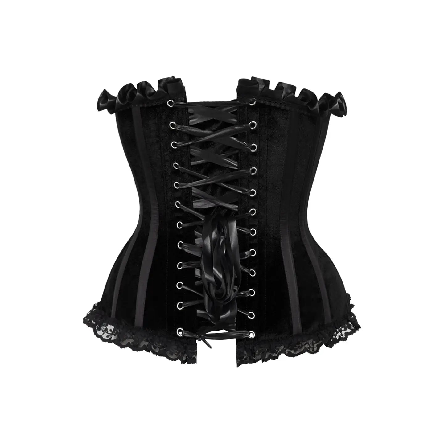 Black Velvet Steel Boned Burlesque Corset image 2