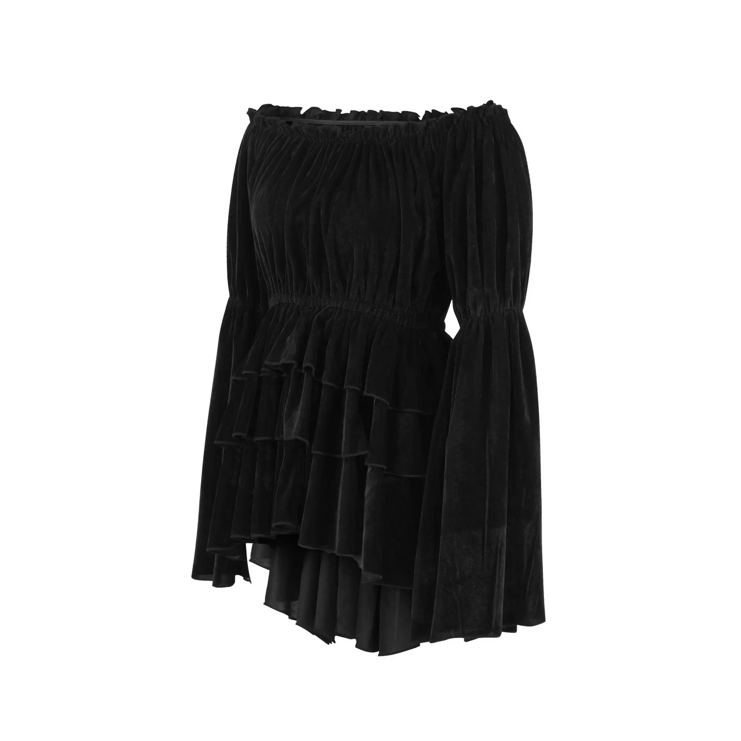 Black Velvet Ruffle Dress image 2
