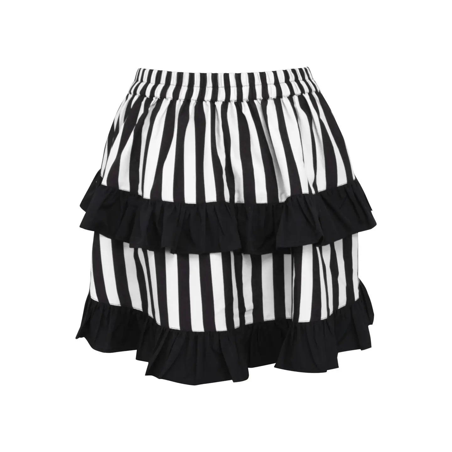 White/Black Striped Ruched Bustle Skirt image 1