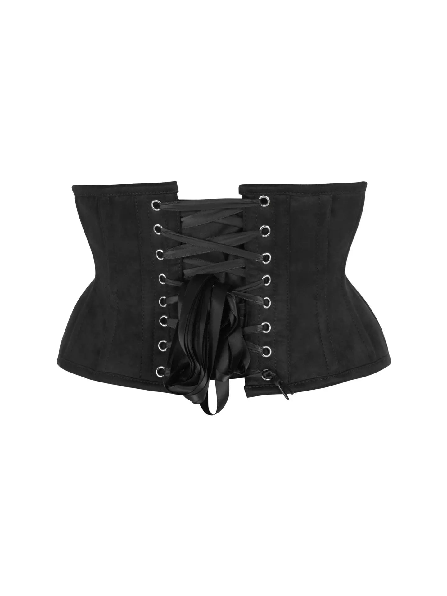 Black Suede Steel Boned Mini Waist Cincher Corset