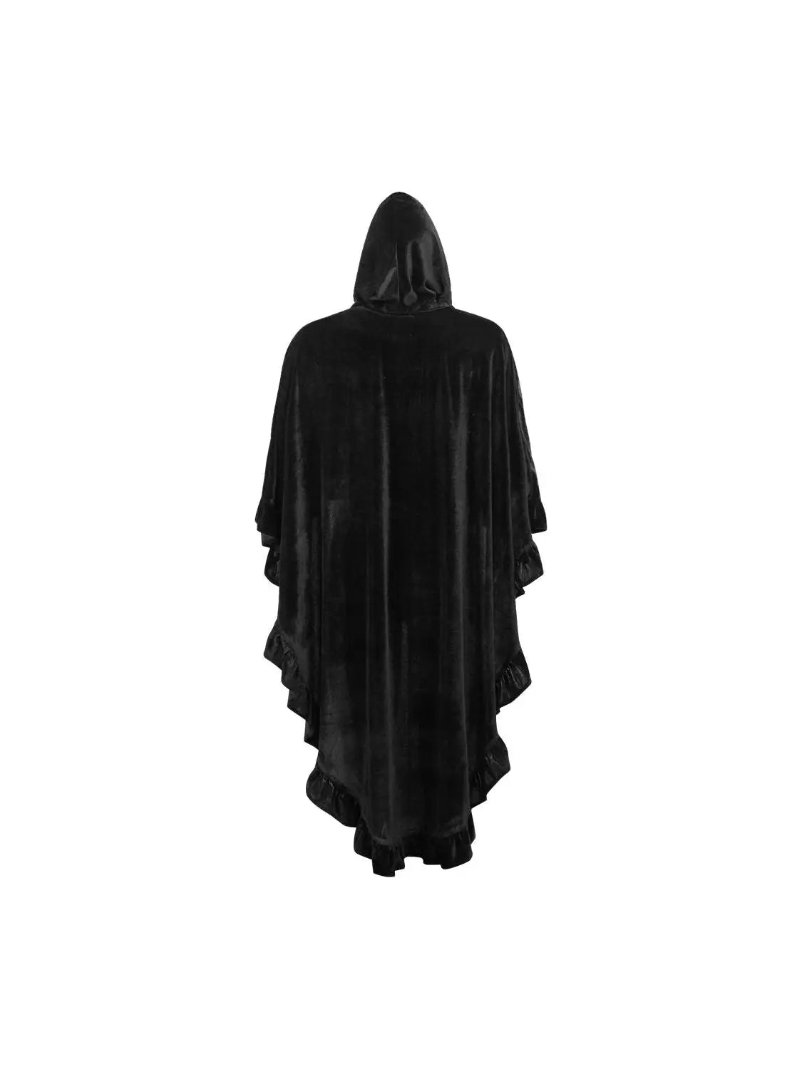 Black Velvet Hooded Ruffle Cape image 2