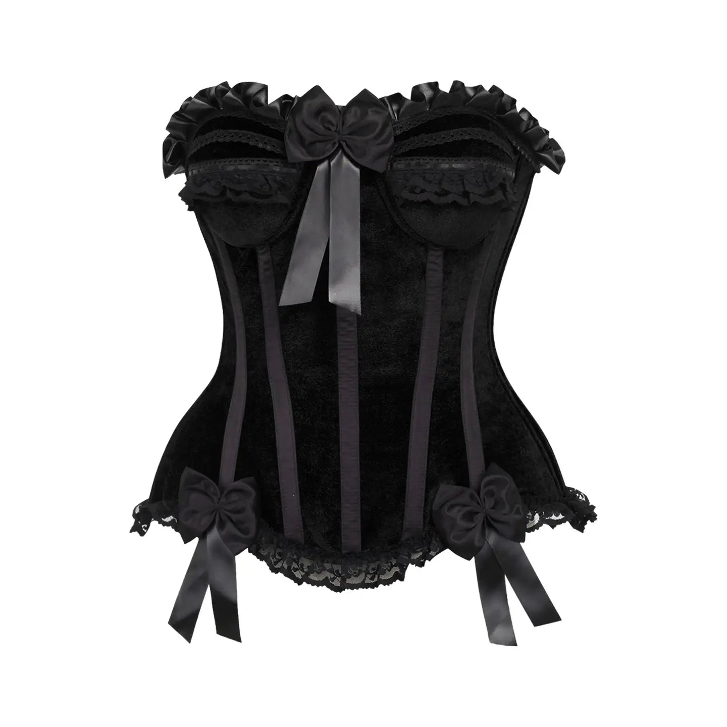 Black Velvet Steel Boned Burlesque Corset image 0