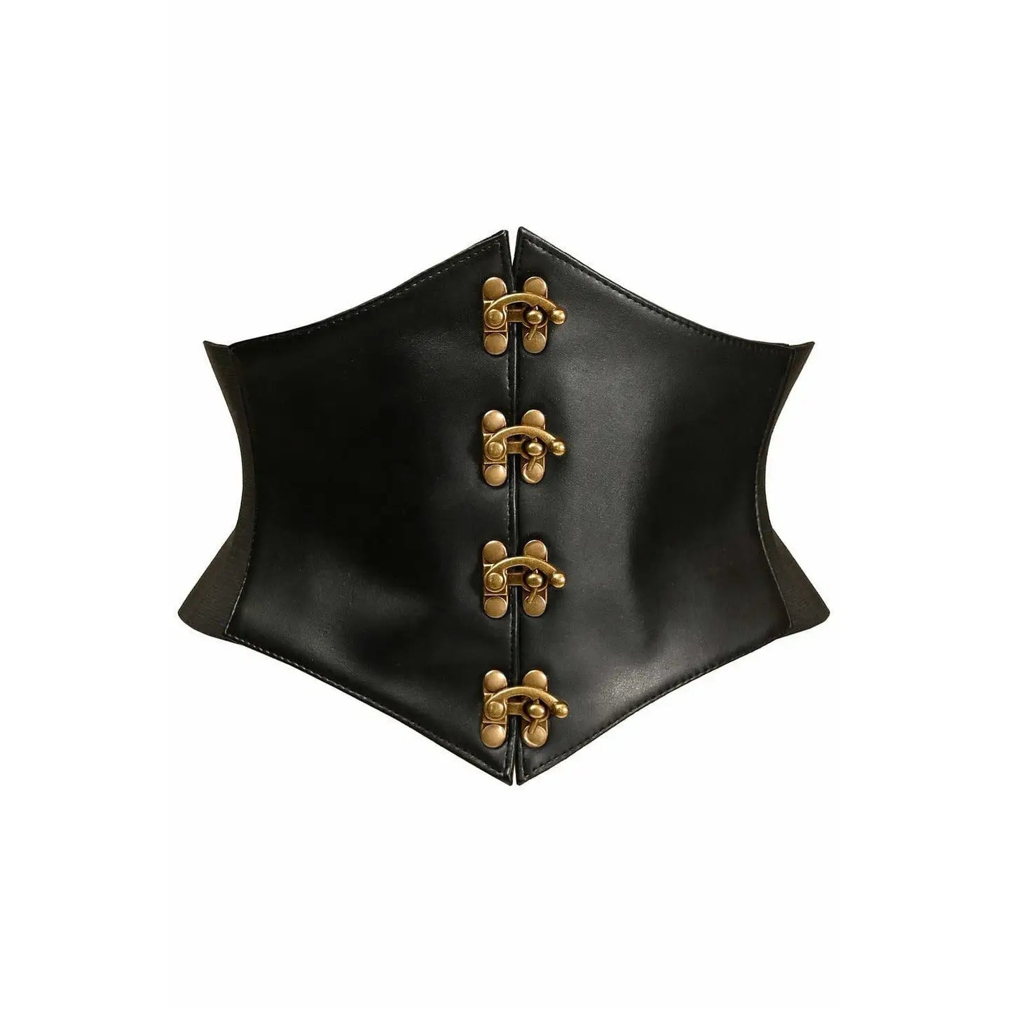 Black Faux Leather Corset Belt Cincher W/Clasps image 0
