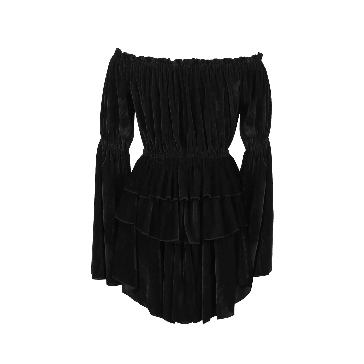Black Velvet Ruffle Dress image 1