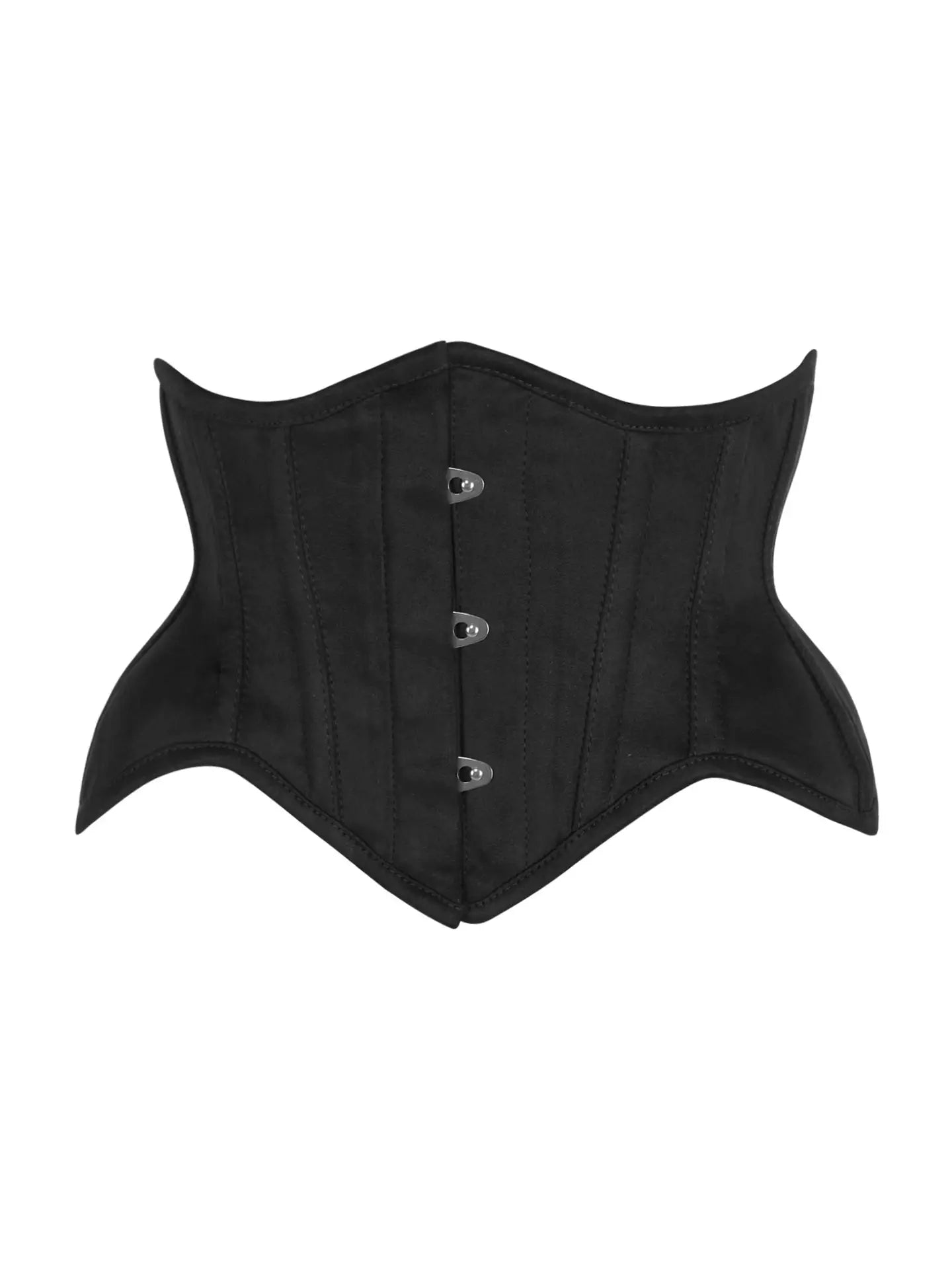 Black Suede Steel Boned Mini Waist Cincher Corset
