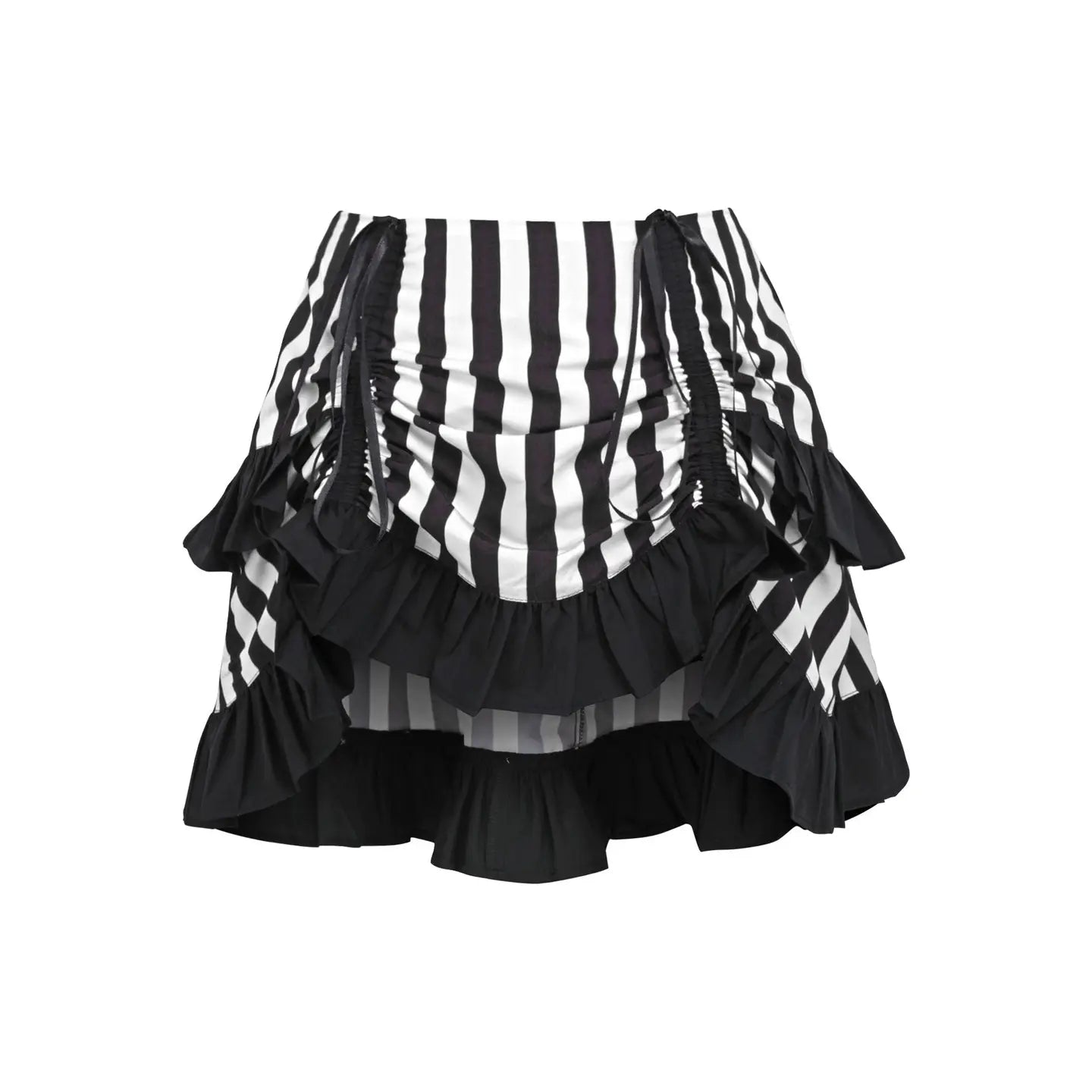 White/Black Striped Ruched Bustle Skirt image 0