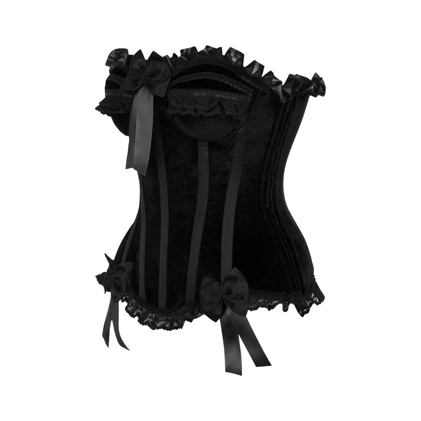 Black Velvet Steel Boned Burlesque Corset image 1