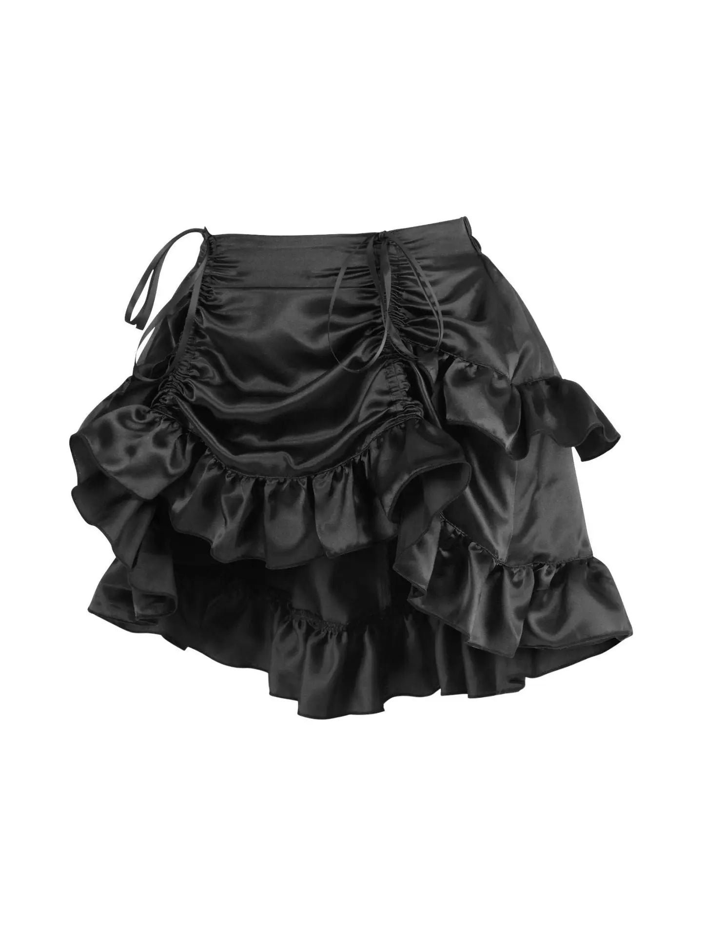 Black Satin Ruched Bustle Skirt image 1