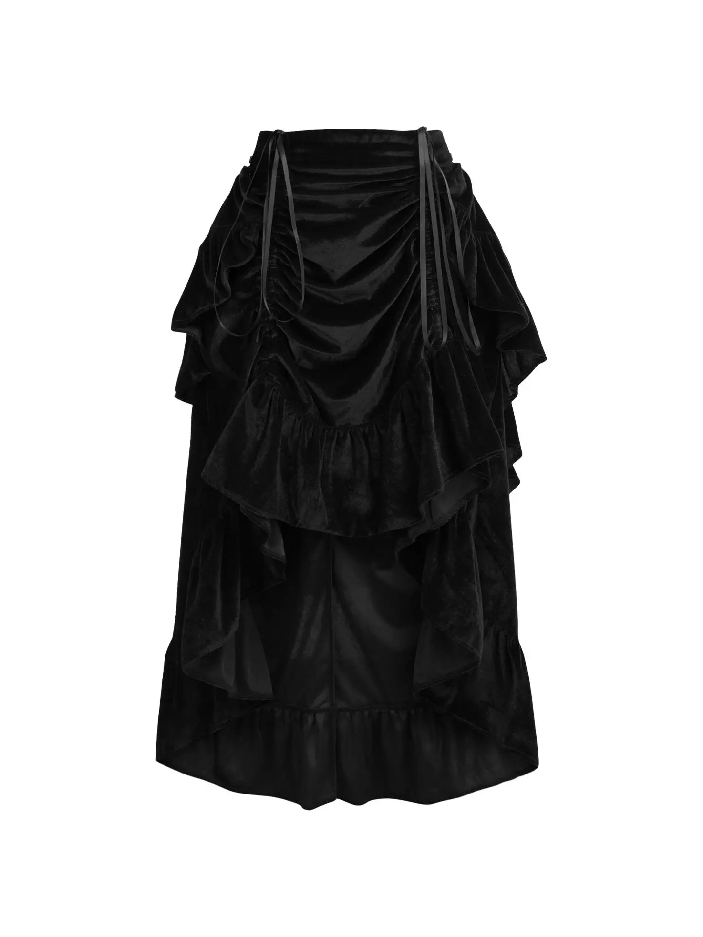Black Velvet Adjustable High Low Bustle Skirt image 0