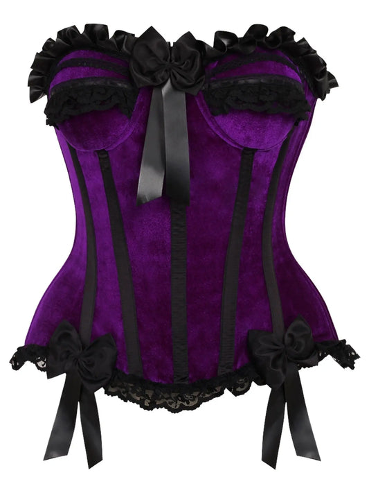Purple Velvet Steel Boned Burlesque Corset