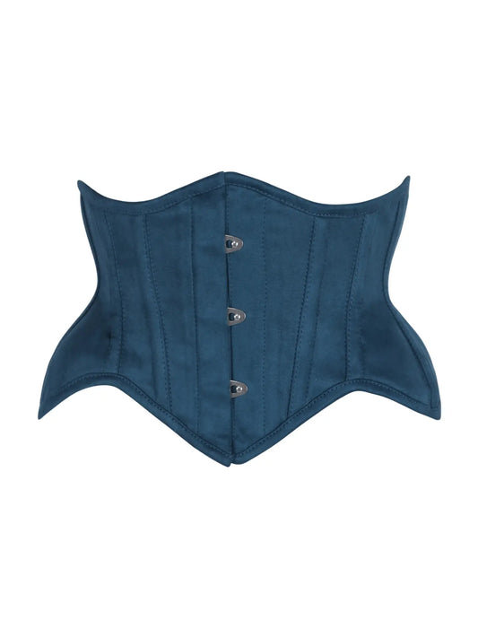 Blue Suede Steel Boned Mini Waist Cincher Corset