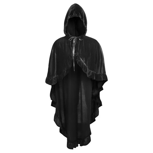 Black Velvet Hooded Ruffle Cape image 0