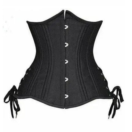 Black Satin Double Steel Boned Curvy Cut Waist Cincher Corset image 0