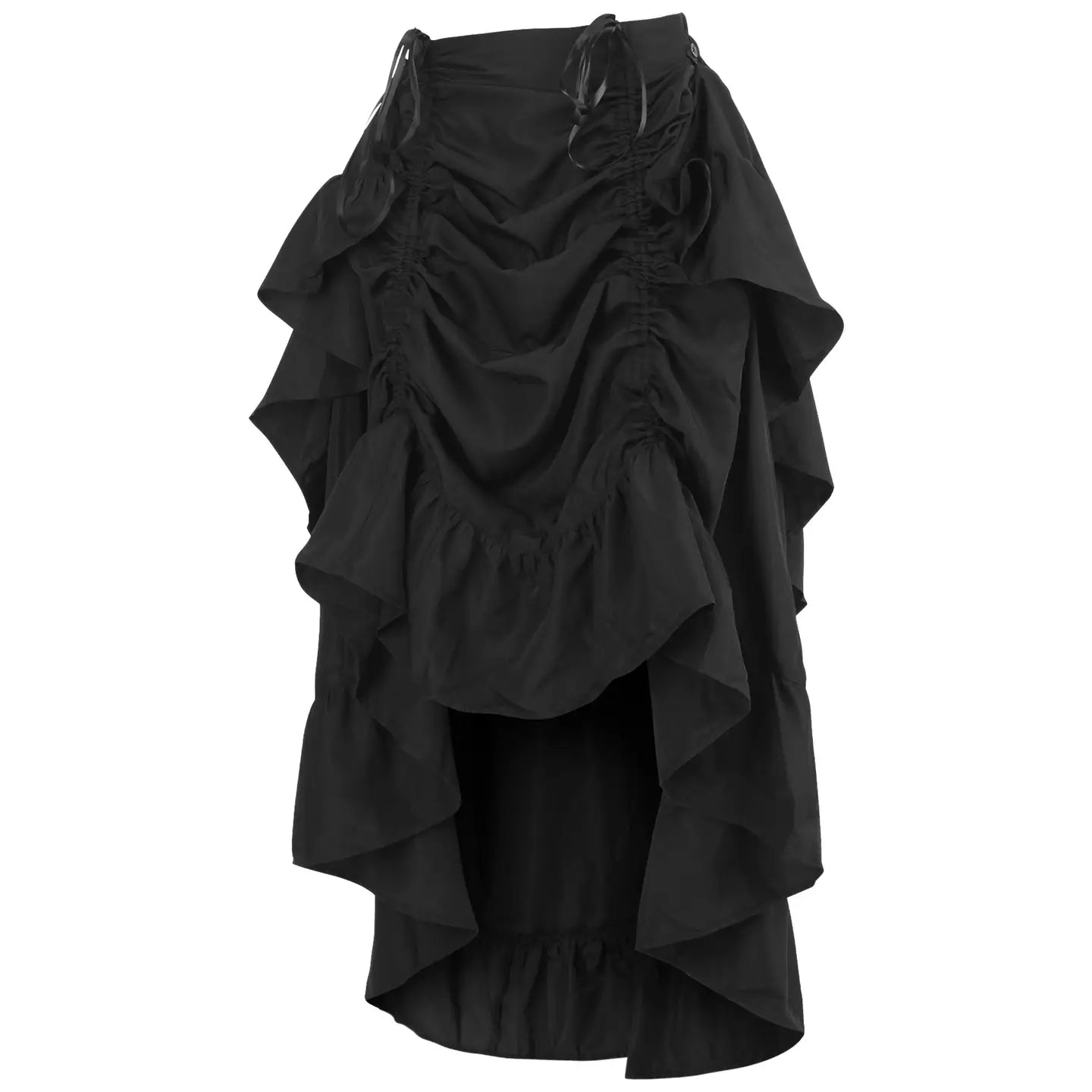 Black Crepe Adjustable High Low Skirt image 1