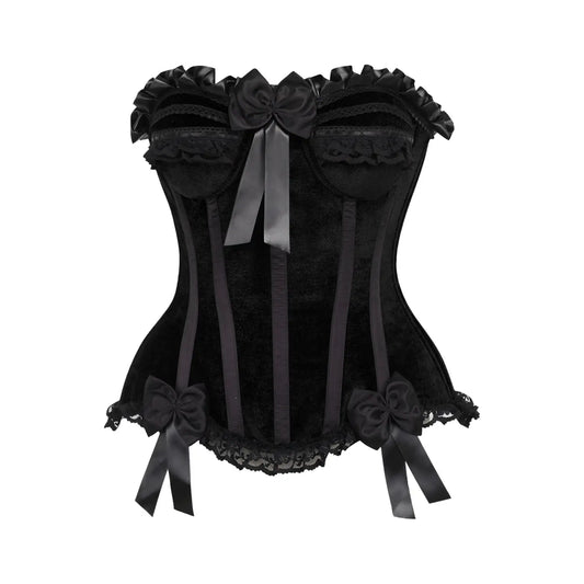 Black Velvet Steel Boned Burlesque Corset image 0