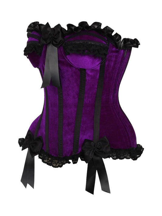 Purple Velvet Steel Boned Burlesque Corset