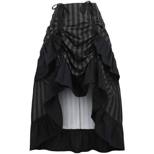 Black/Grey Stripe Adjustable High Low Skirt image 0