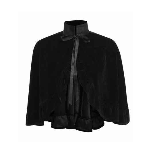 Black Velvet Ruffle Cape image 0