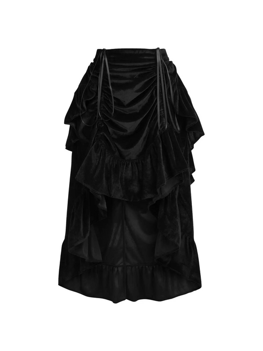 Black Velvet Adjustable High Low Bustle Skirt image 0